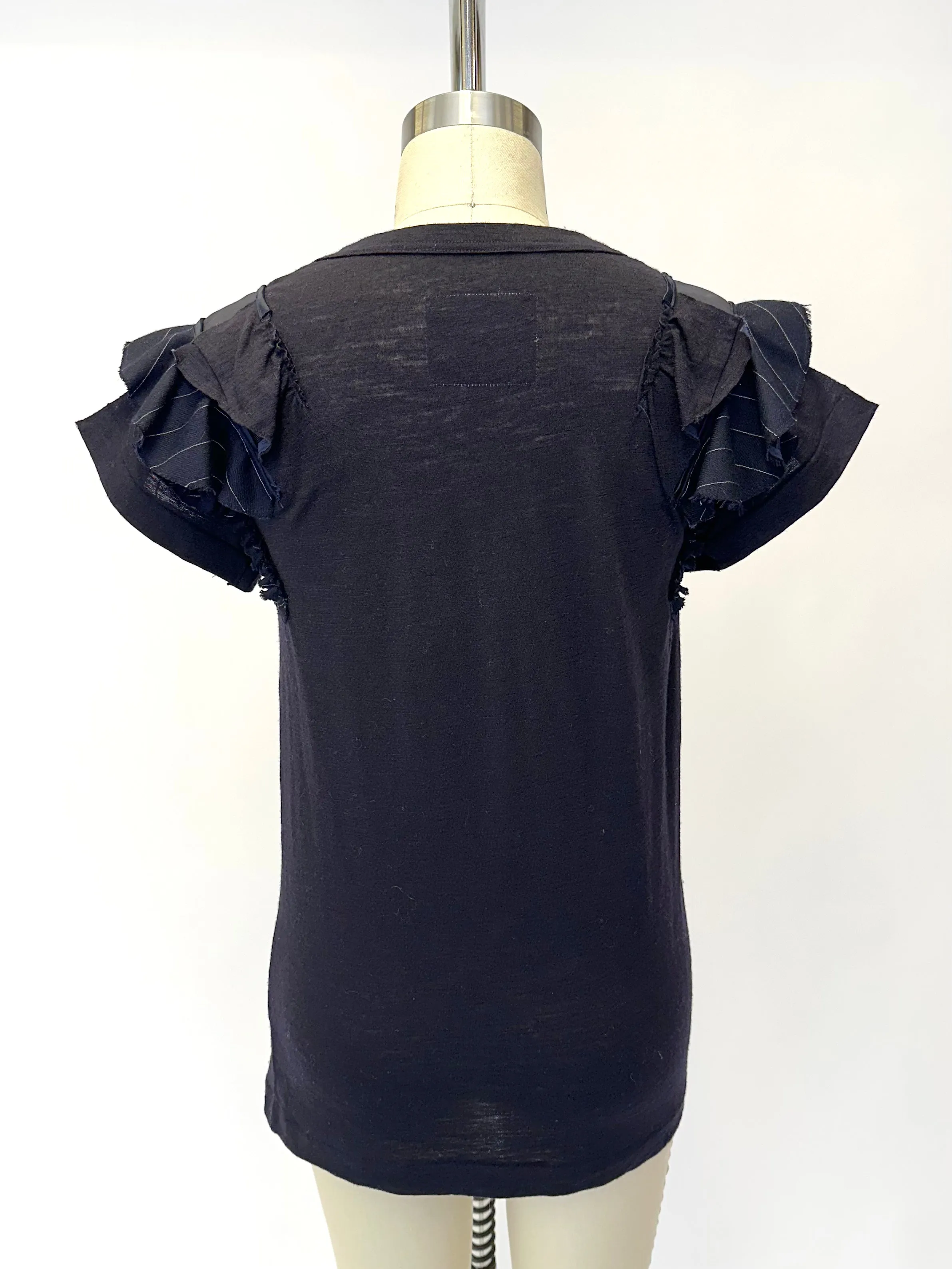 Sacai 1709 Wool Ruffle Trim Top