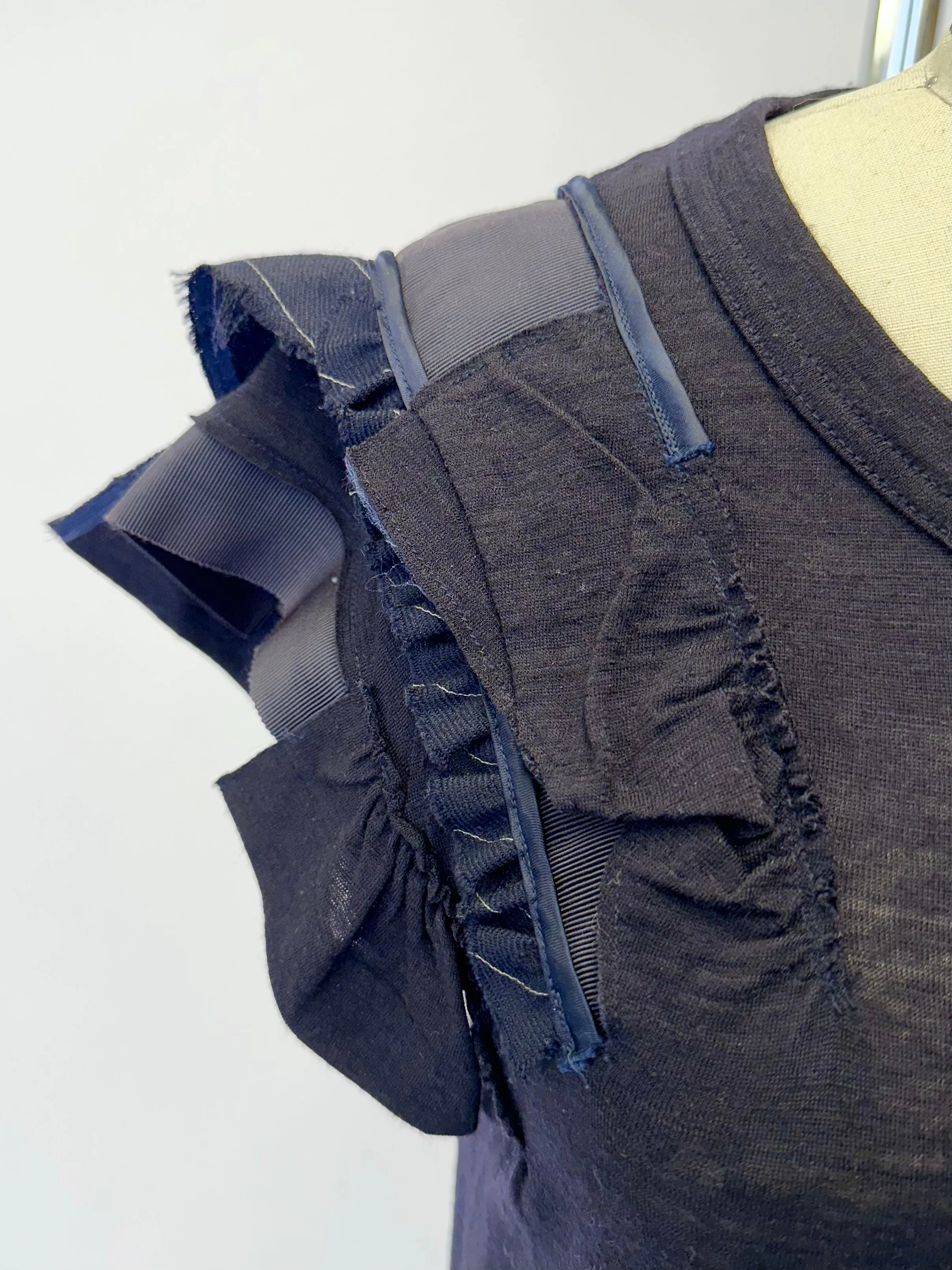 Sacai 1709 Wool Ruffle Trim Top
