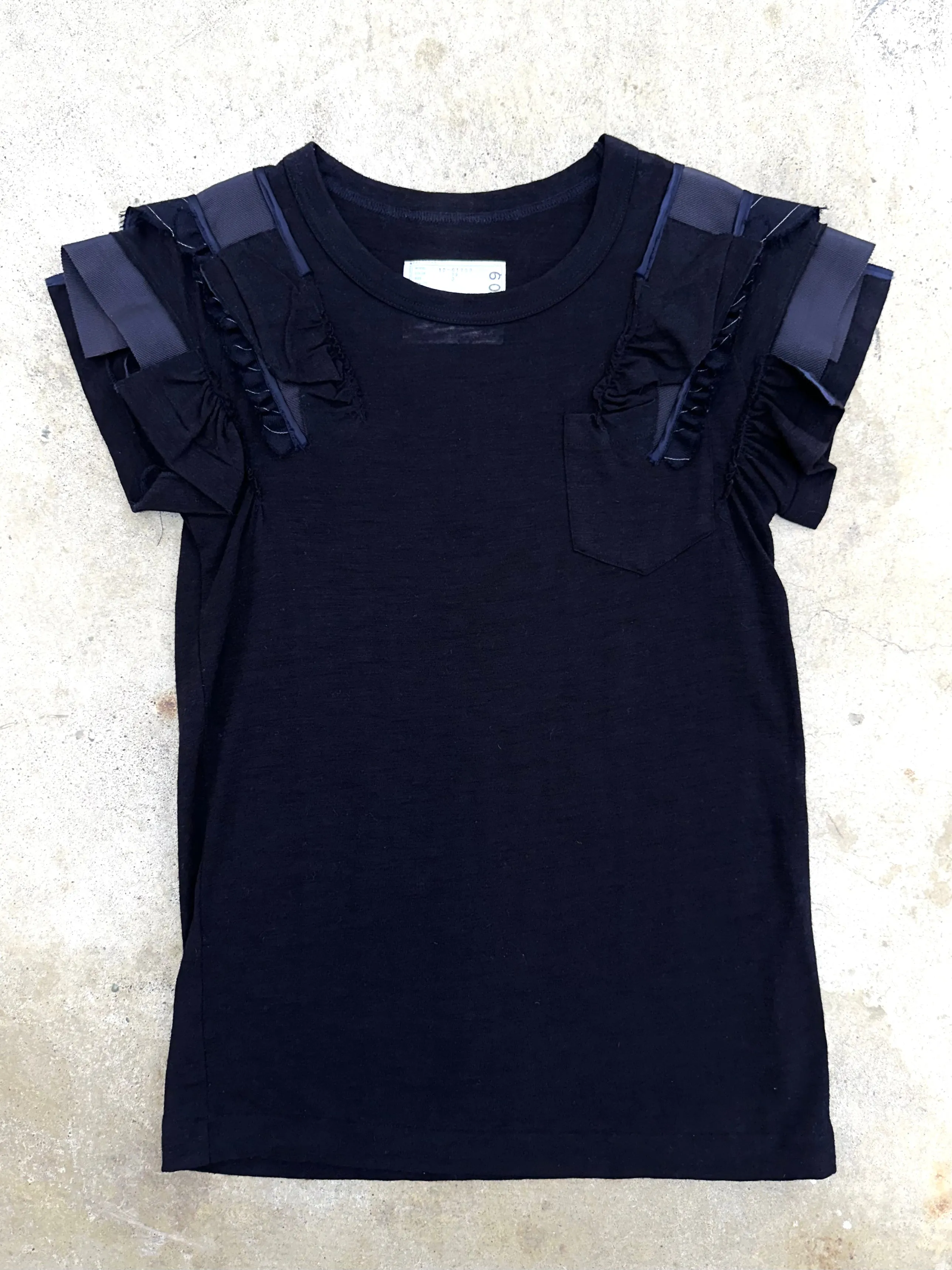 Sacai 1709 Wool Ruffle Trim Top