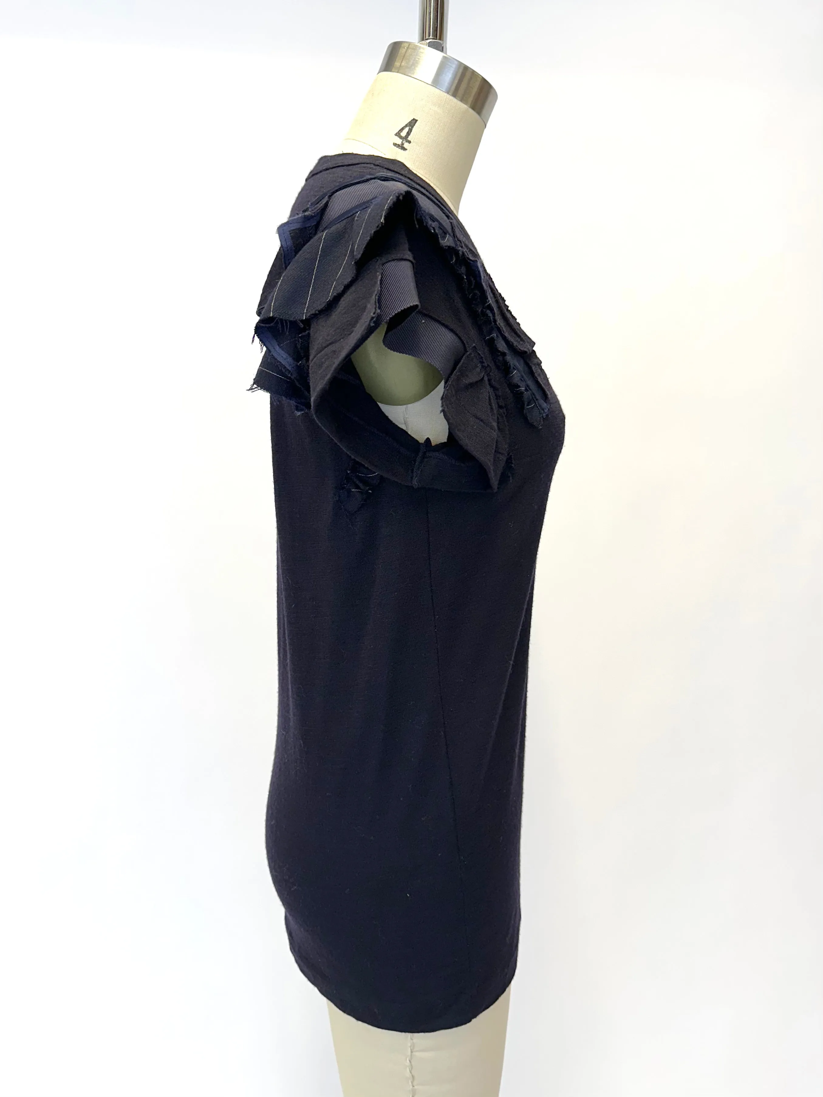 Sacai 1709 Wool Ruffle Trim Top