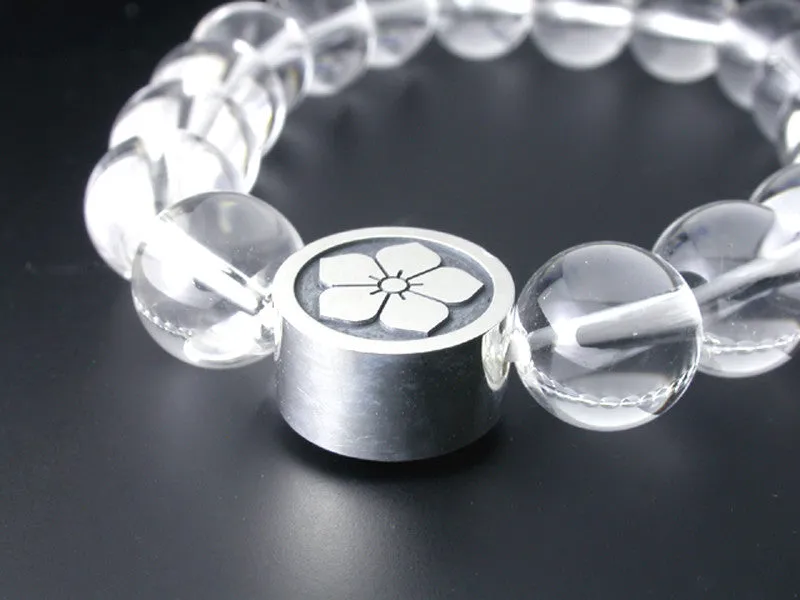 Saito - Kamon (Family Crest) (Silver 950) with Natural Quartz  Crystal Rosary