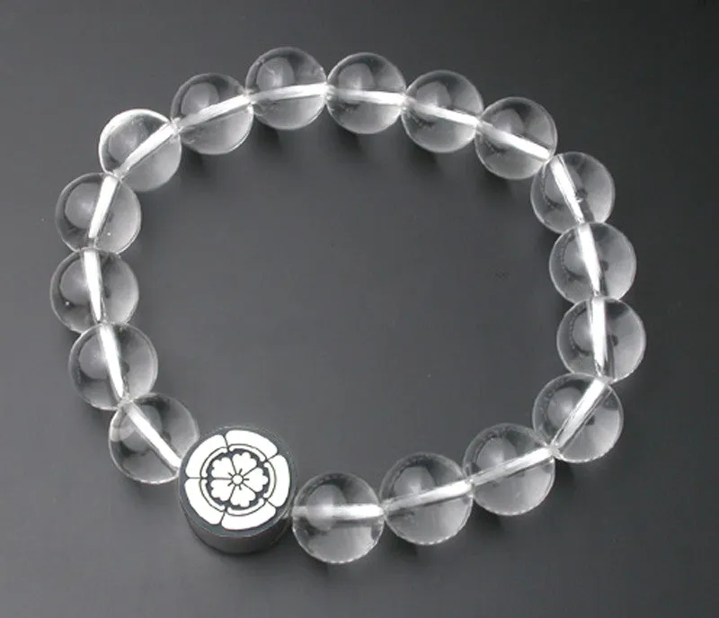 Saito - Kamon (Family Crest) (Silver 950) with Natural Quartz  Crystal Rosary