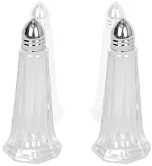 Salt and Pepper Shakers 1 Oz, Tall Silver Cap, Glass Mini Kitchen Utensil 2 Pc