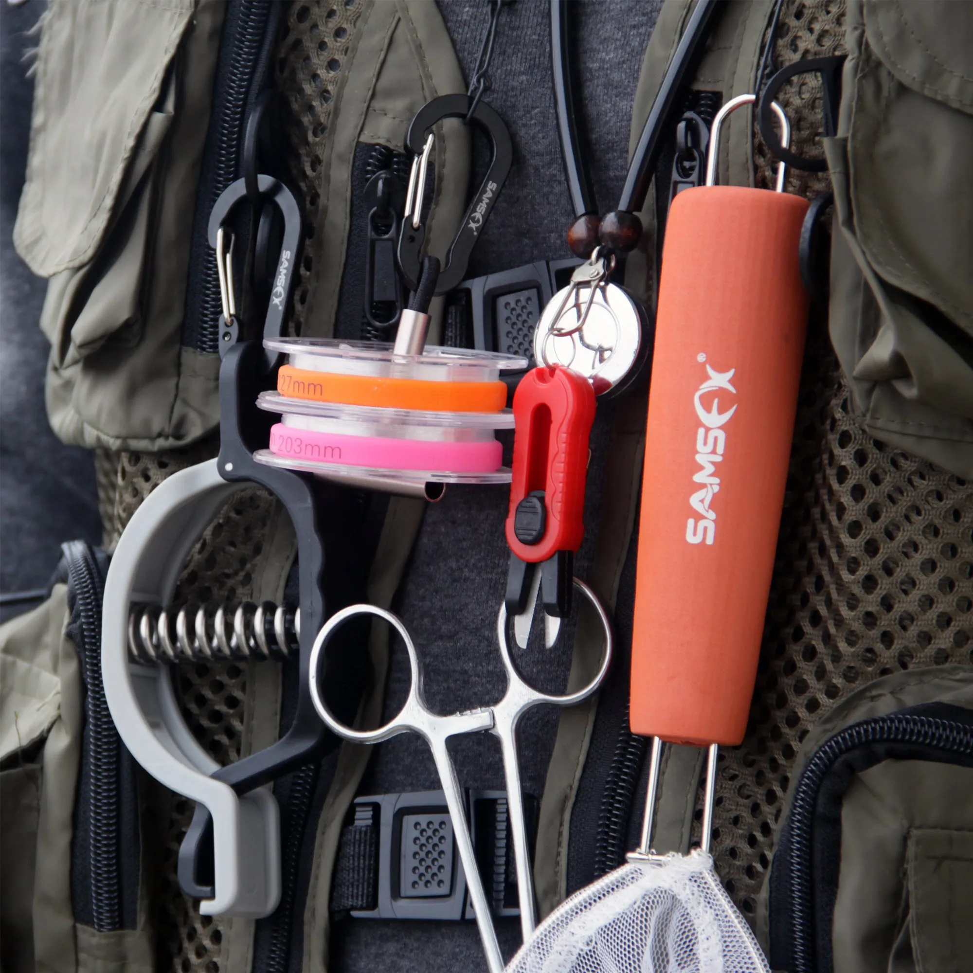 SAMSFX Fishing Mini Fish Lip Gripper and Mechanical Hanging Scale