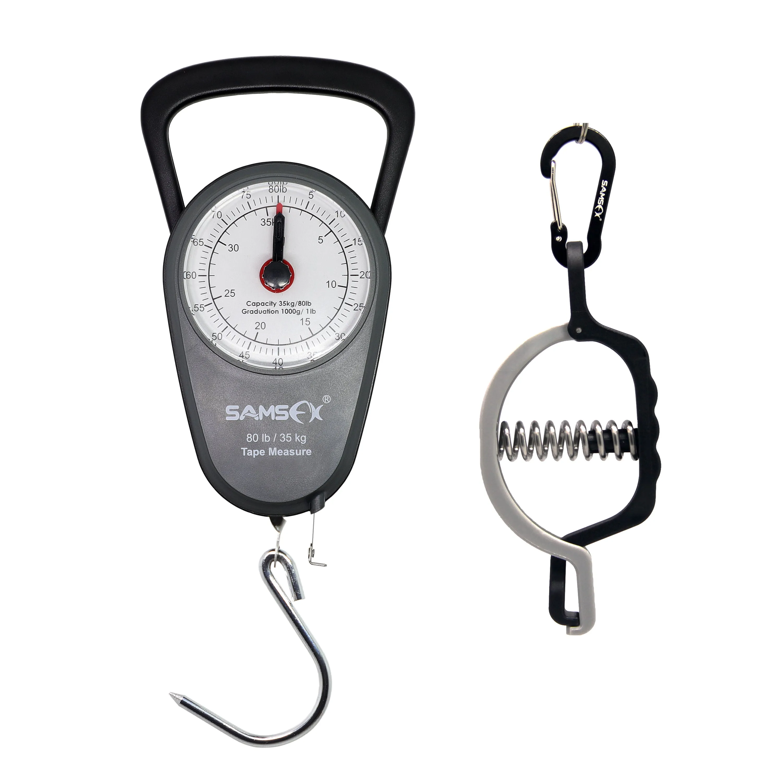 SAMSFX Fishing Mini Fish Lip Gripper and Mechanical Hanging Scale