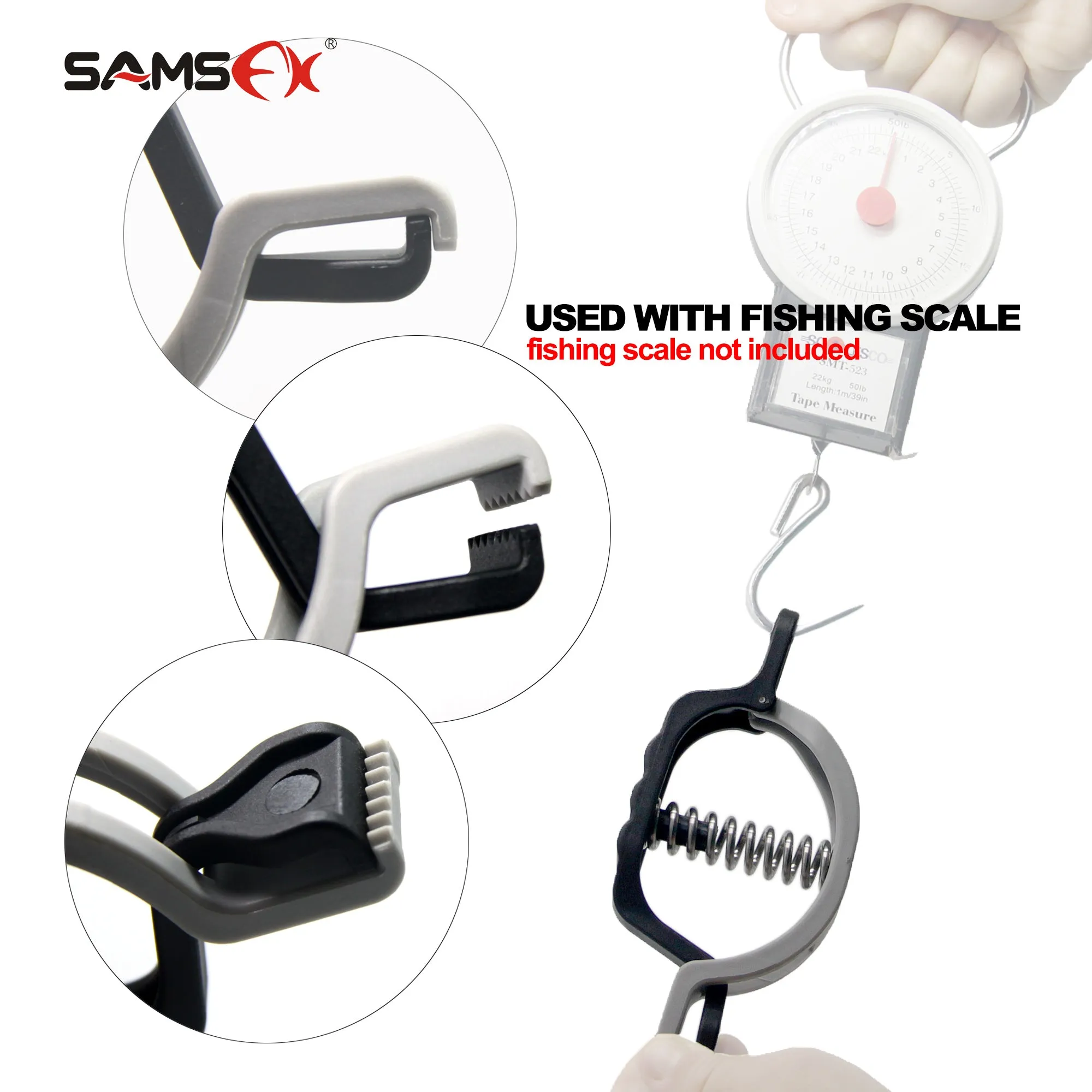 SAMSFX Fishing Mini Fish Lip Gripper and Mechanical Hanging Scale