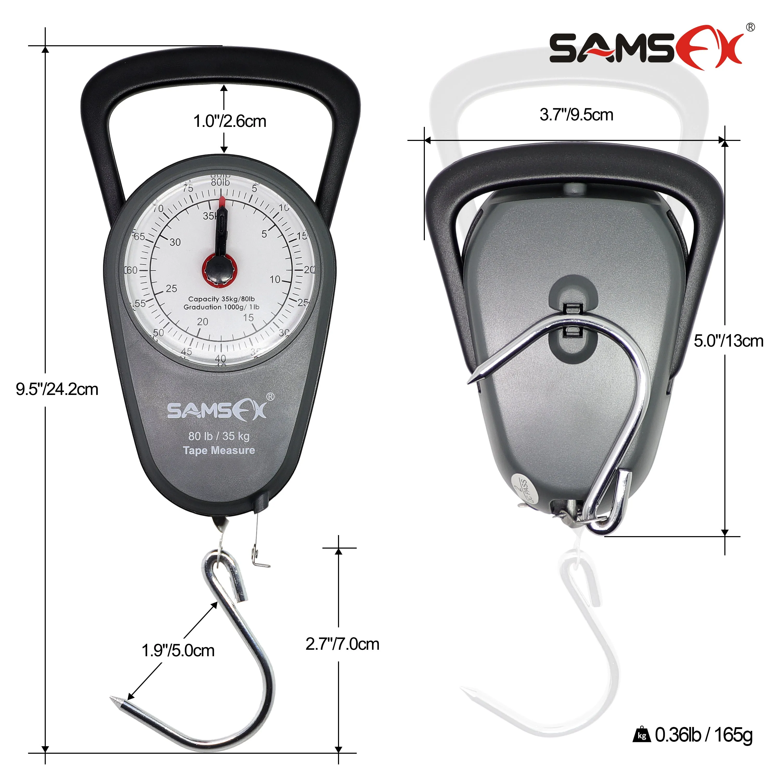 SAMSFX Fishing Mini Fish Lip Gripper and Mechanical Hanging Scale