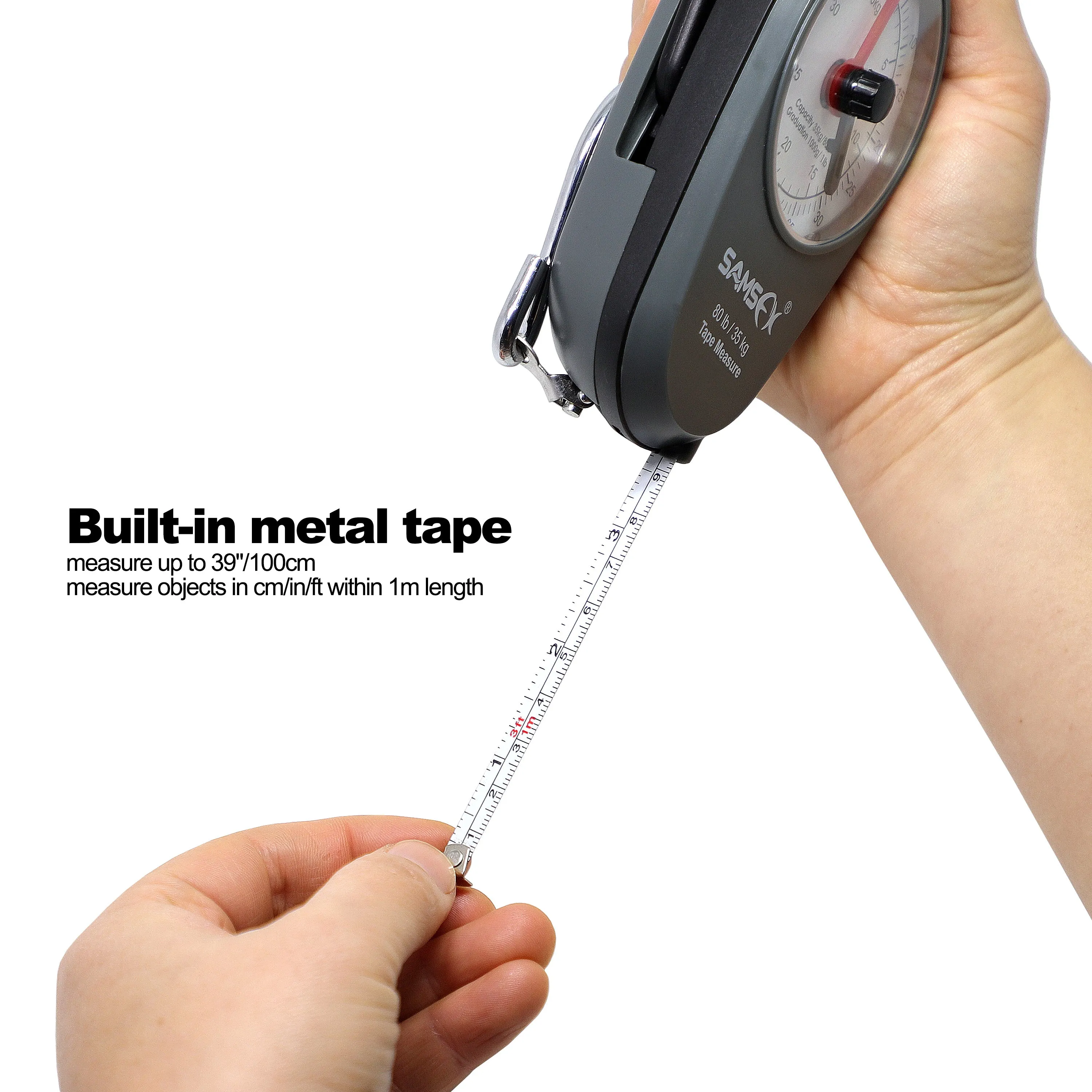 SAMSFX Fishing Mini Fish Lip Gripper and Mechanical Hanging Scale