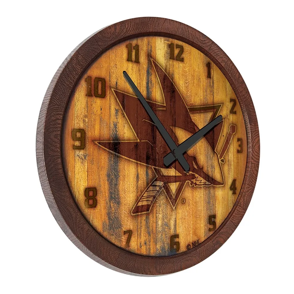 San Jose Sharks: Branded "Faux" Barrel Top Wall Clock