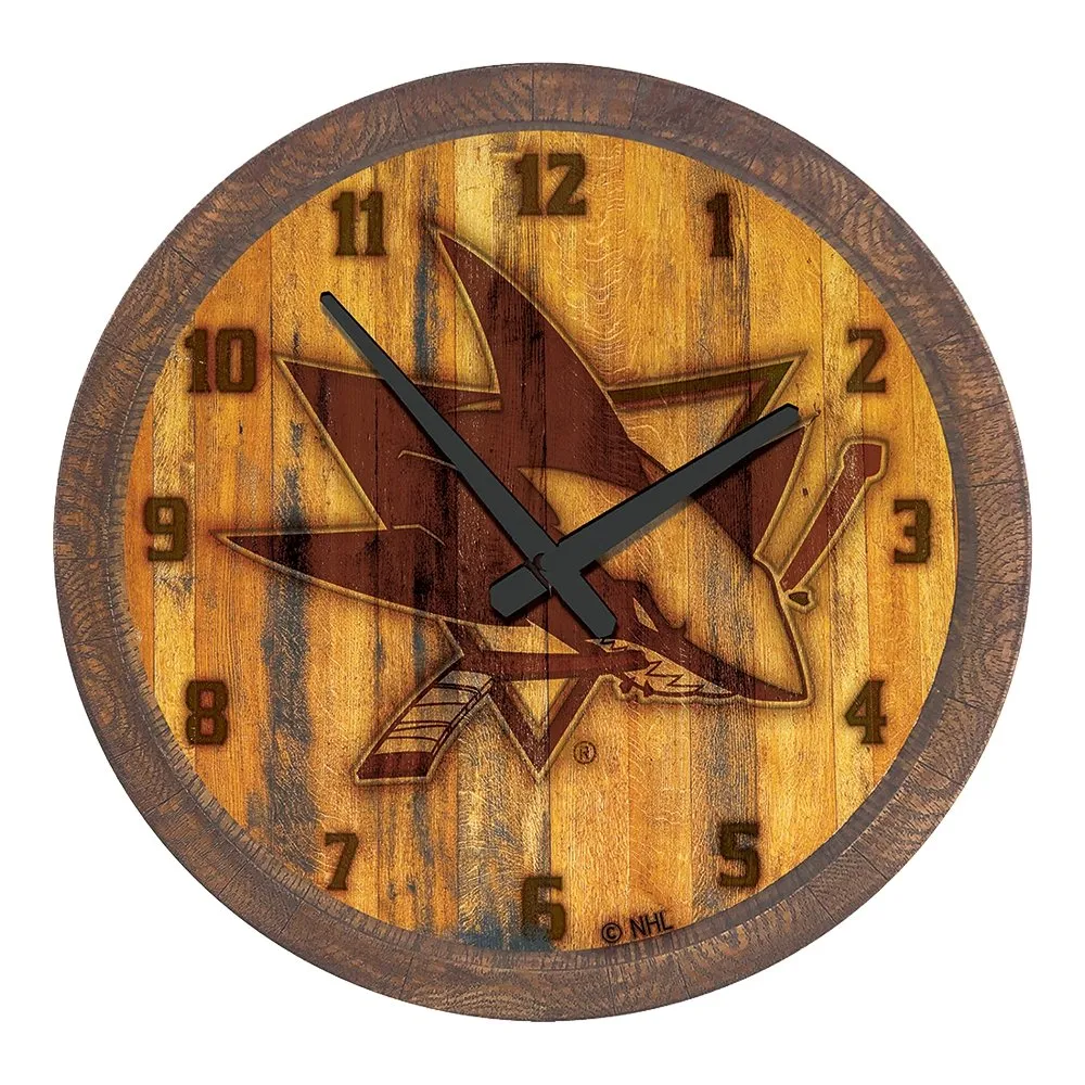 San Jose Sharks: Branded "Faux" Barrel Top Wall Clock