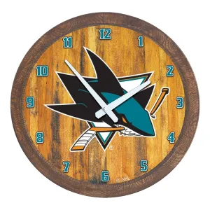 San Jose Sharks: "Faux" Barrel Top Wall Clock