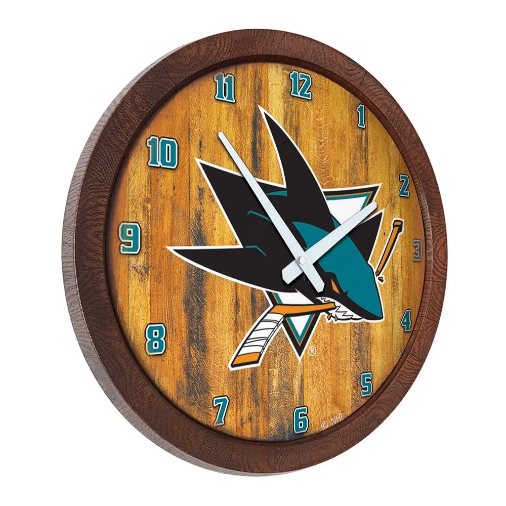 San Jose Sharks: "Faux" Barrel Top Wall Clock