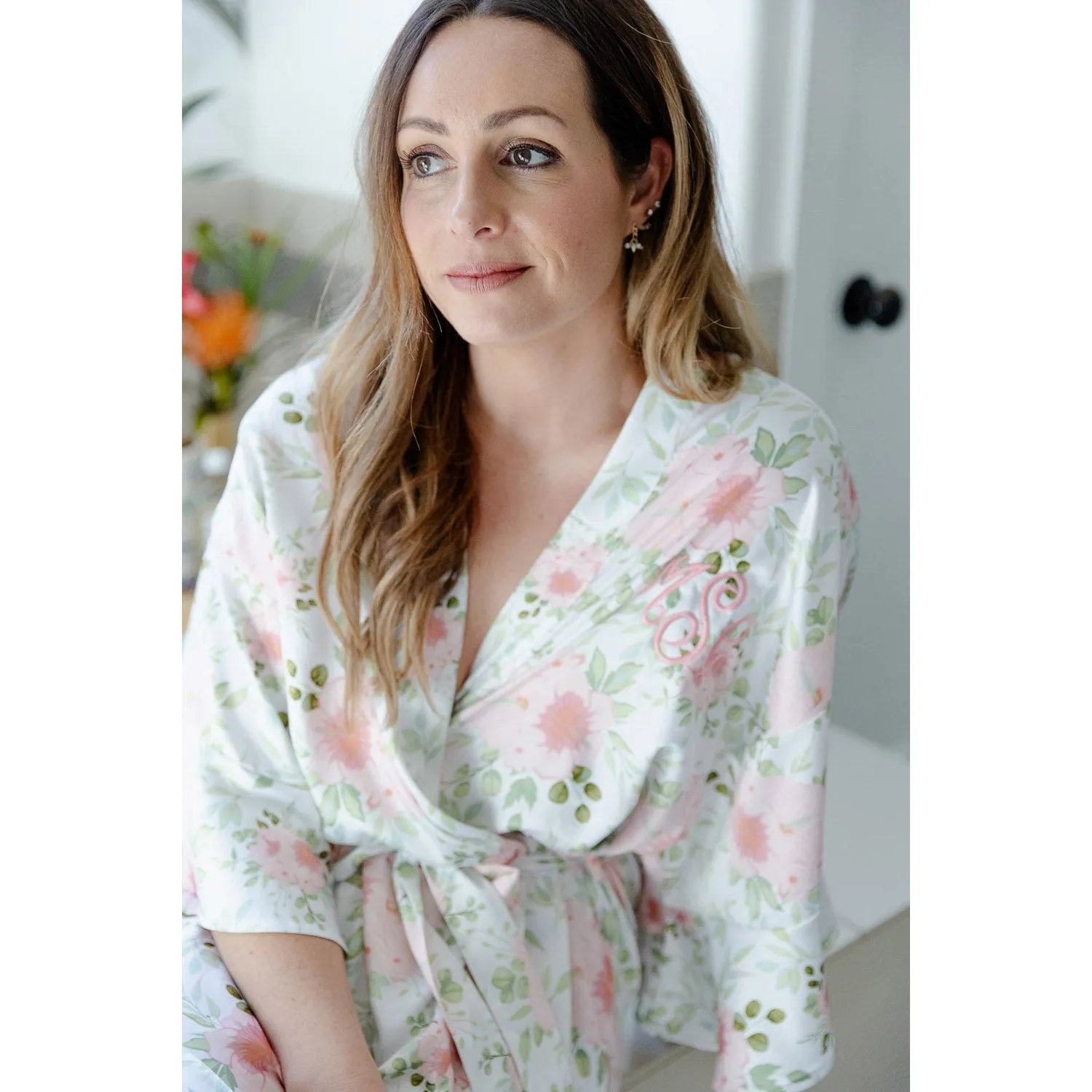 Satin Silky Monogrammed Robe - 3 Colors