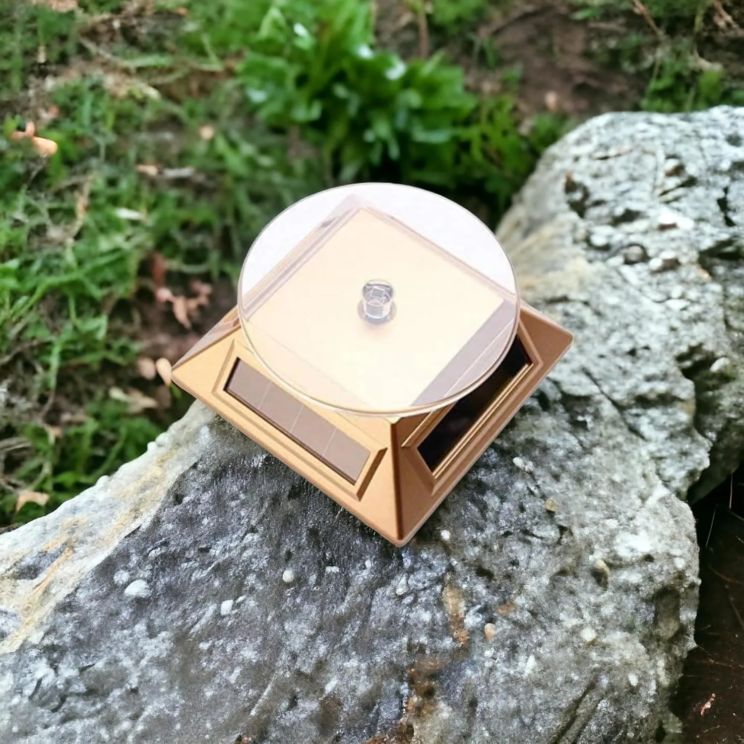 SAUDEEP INDIA Solar Powered 360° Rotating Display Stand with LED Light - Ideal for Watches, Phones, and Jewelry(Model 02)