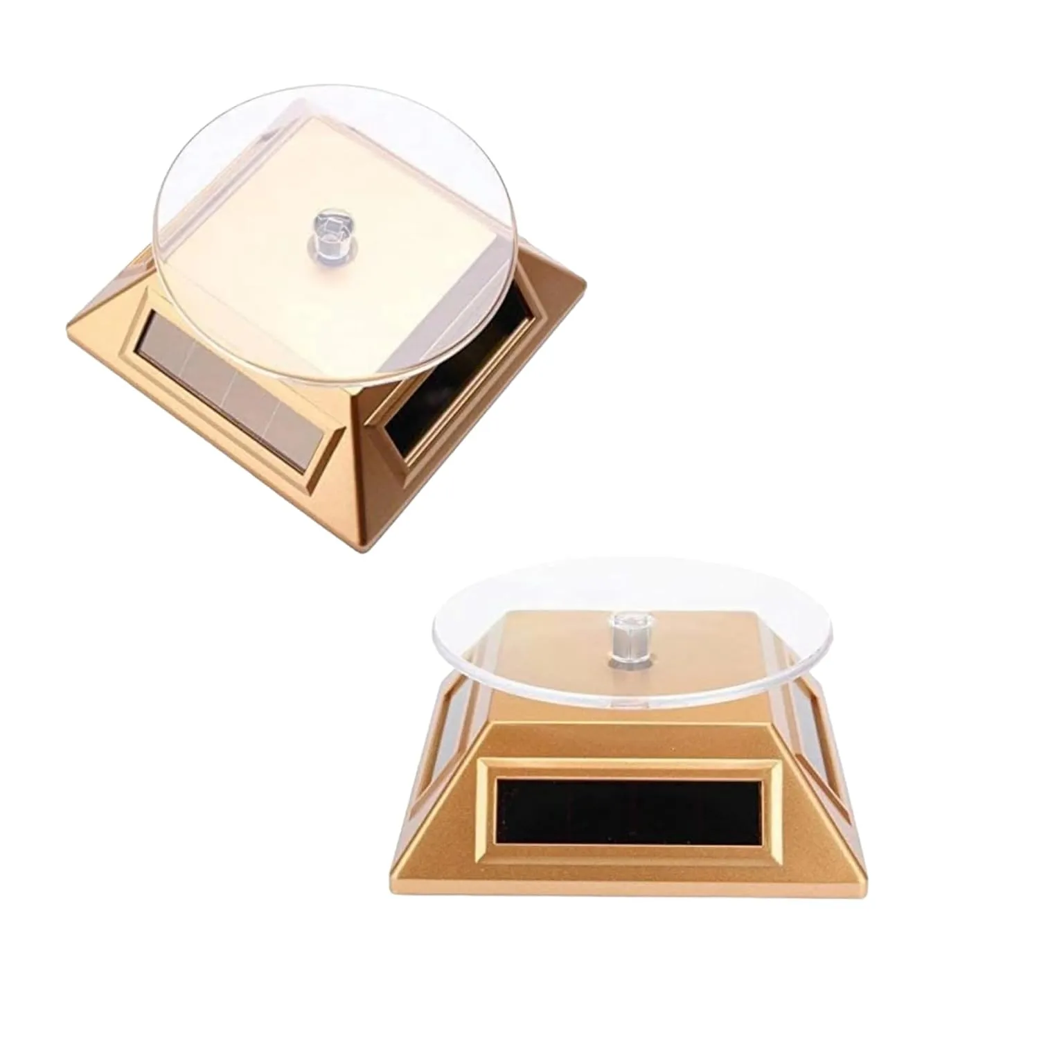 SAUDEEP INDIA Solar Powered 360° Rotating Display Stand with LED Light - Ideal for Watches, Phones, and Jewelry(Model 02)