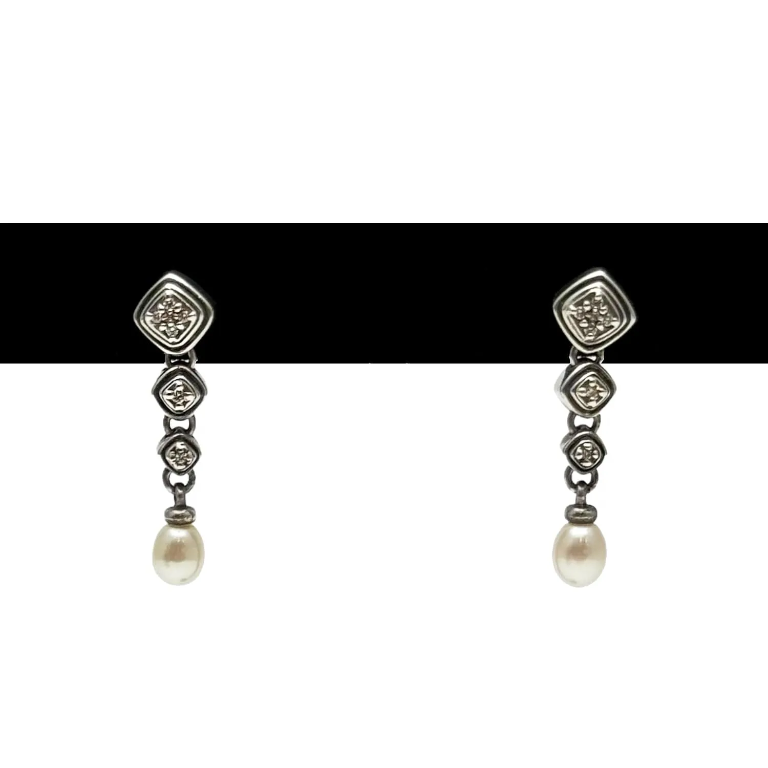 SCOTT KAY Sterling Silver Diamond & Freshwater Pearl Drop Earrings