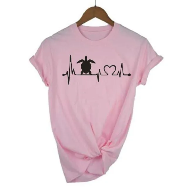 Scuba diving T-Shirt for Women | Sea Turtle Heartbeat Lifeline