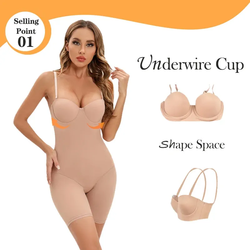 Sculpt Your Silhouette with Women's Underwire Body Shaper Bodysuit - Seamless Shapewear Romper for Flattering Curves