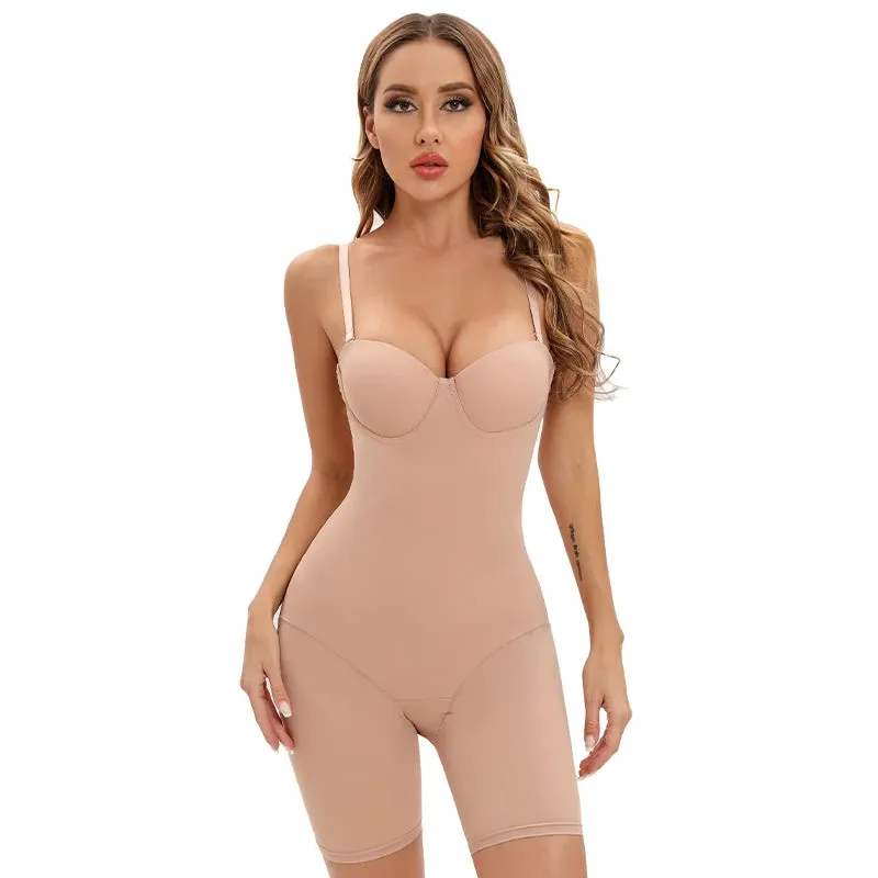 Sculpt Your Silhouette with Women's Underwire Body Shaper Bodysuit - Seamless Shapewear Romper for Flattering Curves