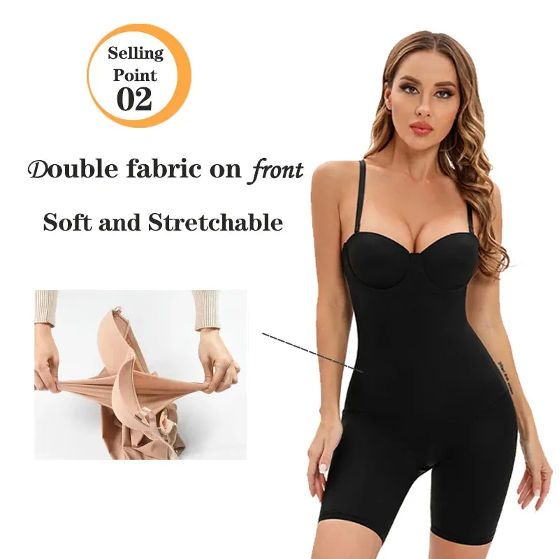 Sculpt Your Silhouette with Women's Underwire Body Shaper Bodysuit - Seamless Shapewear Romper for Flattering Curves
