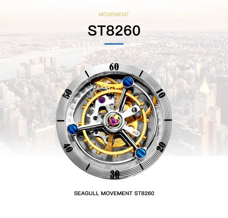 SEA-GULL manual mechanical watch with Tourbillon complication. Calibre : ST8260 Model : 818.860