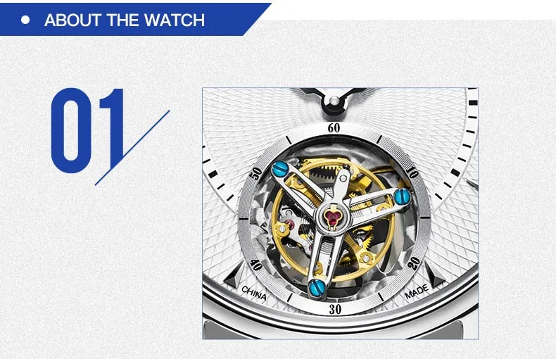 SEA-GULL manual mechanical watch with Tourbillon in white or black dial  Calibre : ST8240  Model : 818.27.8810 (Black) 818.17.8810 (White)
