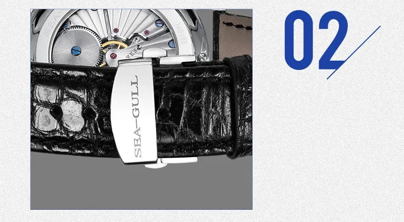 SEA-GULL manual mechanical watch with Tourbillon in white or black dial  Calibre : ST8240  Model : 818.27.8810 (Black) 818.17.8810 (White)