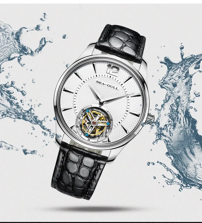 SEA-GULL manual mechanical watch with Tourbillon in white or black dial  Calibre : ST8240  Model : 818.27.8810 (Black) 818.17.8810 (White)