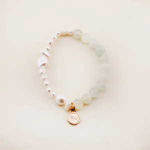 Seafoam Jade and Pearl Beaded Bracelet
