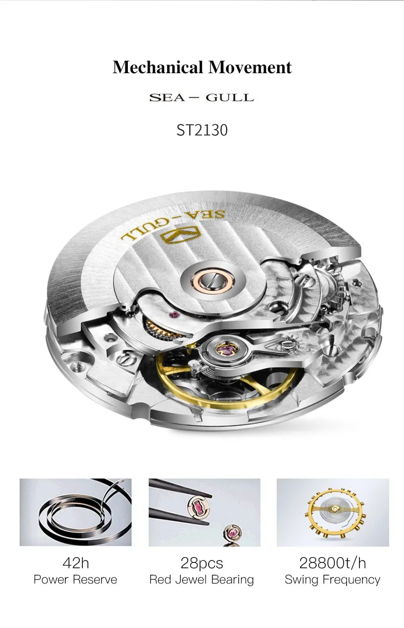 Seagull automatic mechanical watch with date 819.42.6015