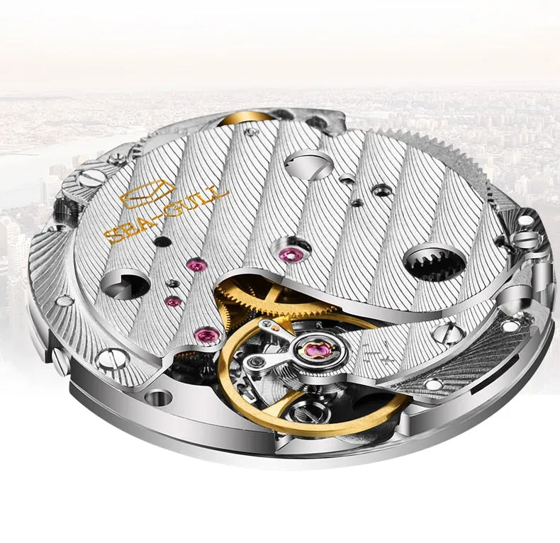 Seagull automatic mechanical watch with seconds sub dial at 6o'clock. 40mm diameter 10mm thickness. Calibre : ST17 Model 819.12.6075 (white) 819.22.6075 (Brown)