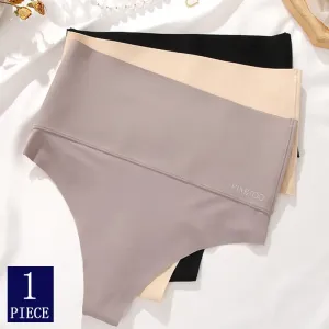 Seamless High Waist Women's Thong - Black Abdomen Hip Lift Briefs for Body Shaping and Comfortable Underwear