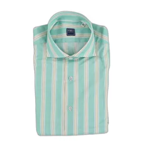 Sean Panamino Cotton Blend Printed Sport Shirt in Green Stripe