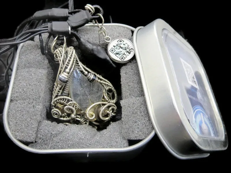 Seasonal Colors Leaf Necklace with Upcycled Electronic and Watch Parts, Steampunk/Cyberpunk Fusion