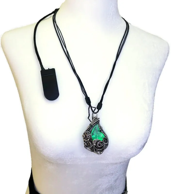 Seasonal Colors Leaf Necklace with Upcycled Electronic and Watch Parts, Steampunk/Cyberpunk Fusion