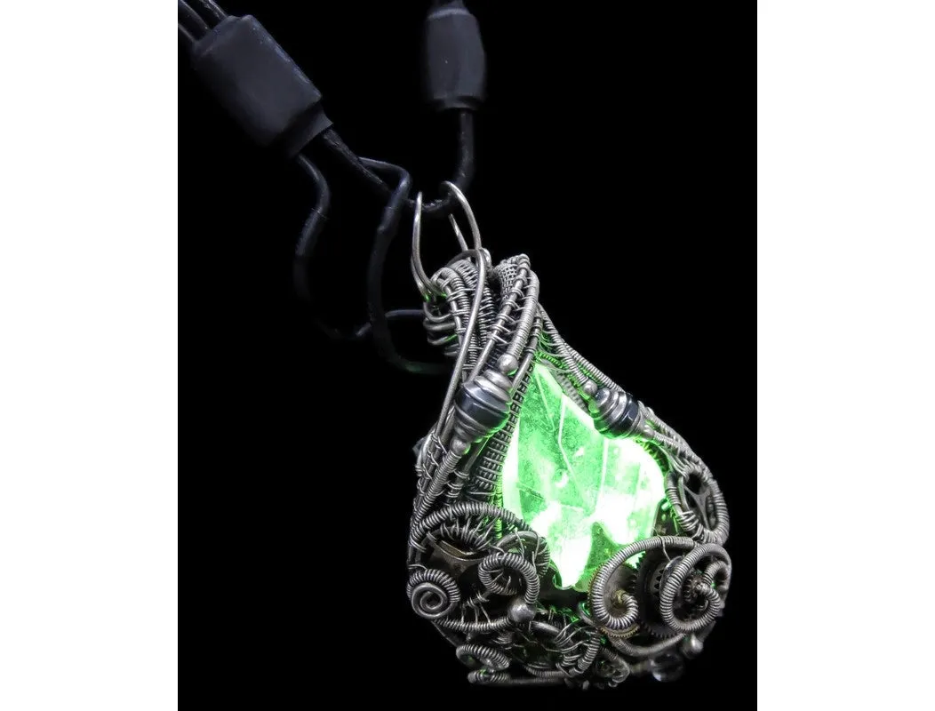 Seasonal Colors Leaf Necklace with Upcycled Electronic and Watch Parts, Steampunk/Cyberpunk Fusion