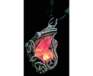 Seasonal Colors Leaf Necklace with Upcycled Electronic and Watch Parts, Steampunk/Cyberpunk Fusion