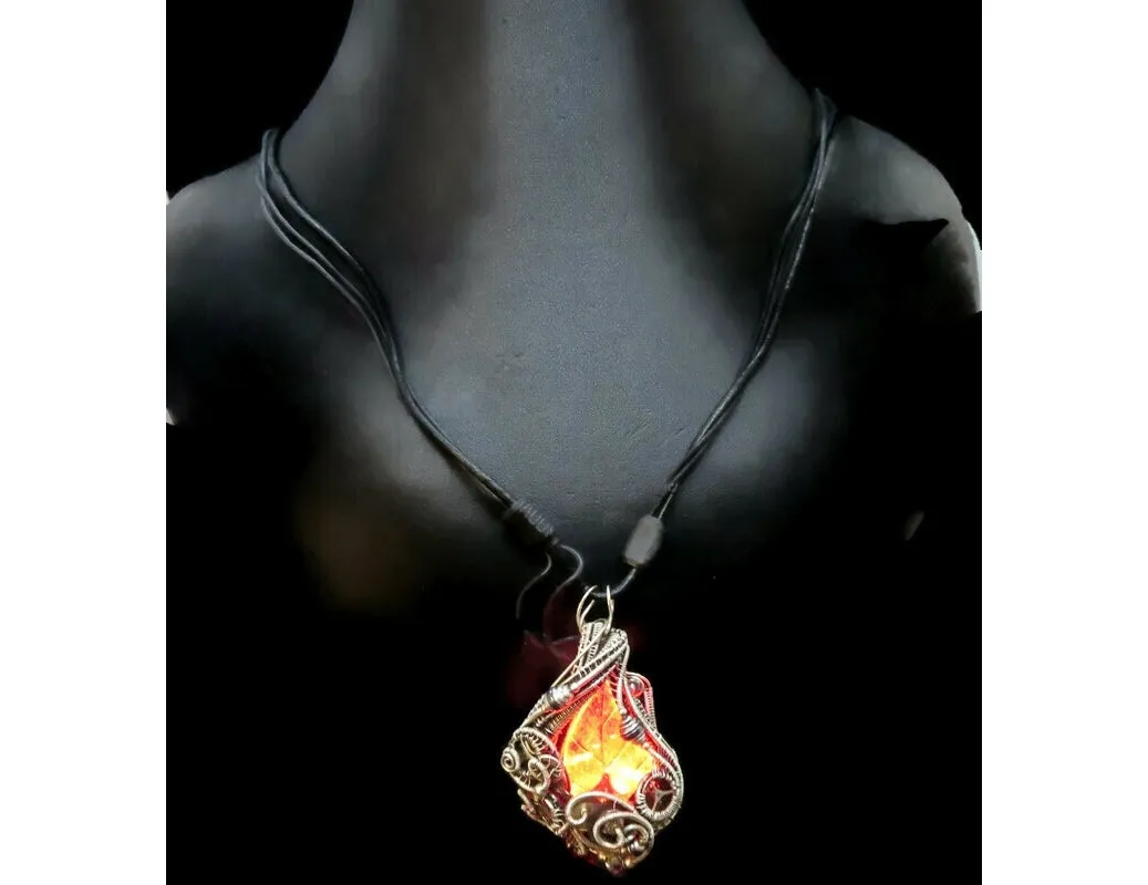 Seasonal Colors Leaf Necklace with Upcycled Electronic and Watch Parts, Steampunk/Cyberpunk Fusion
