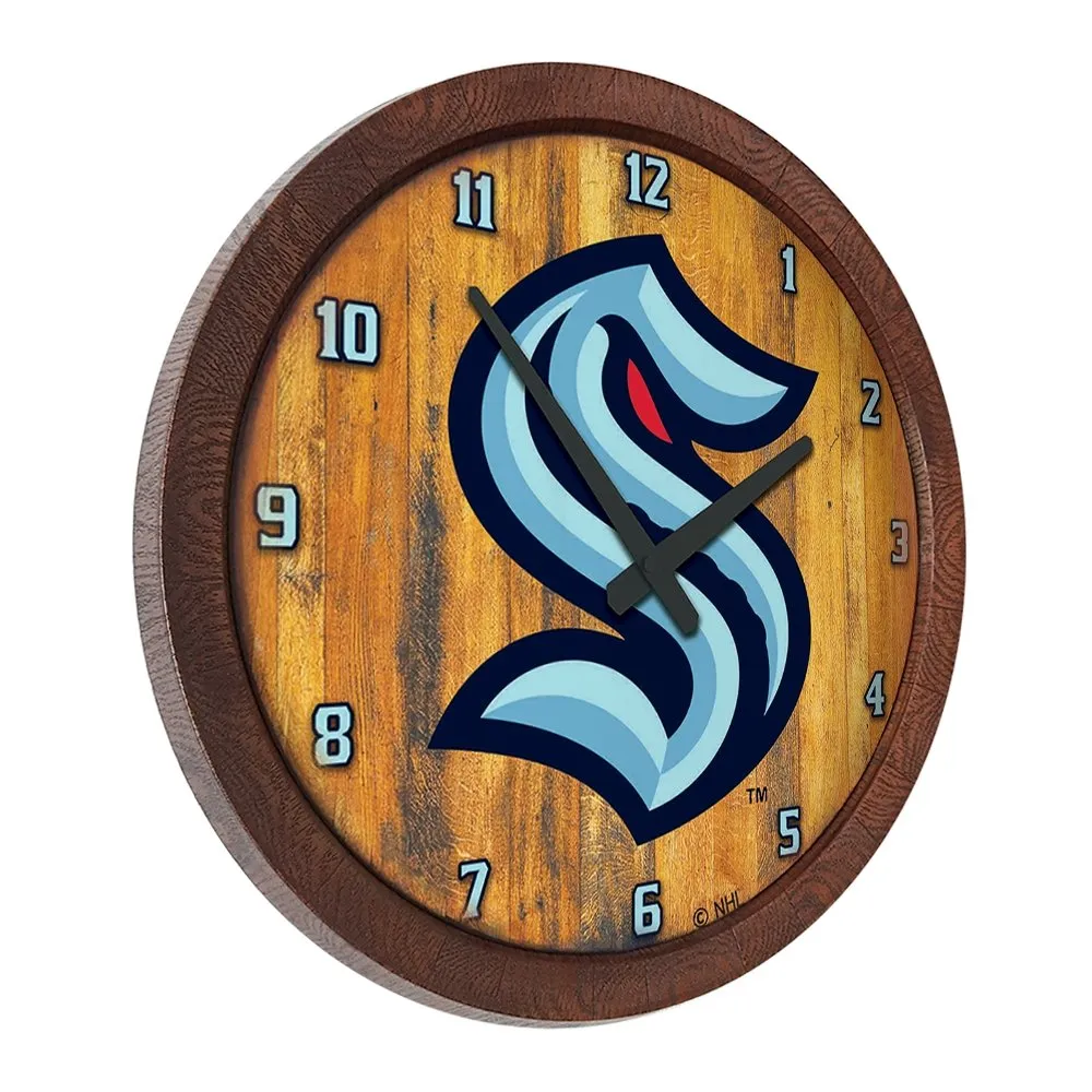 Seattle Kraken: "Faux" Barrel Top Wall Clock