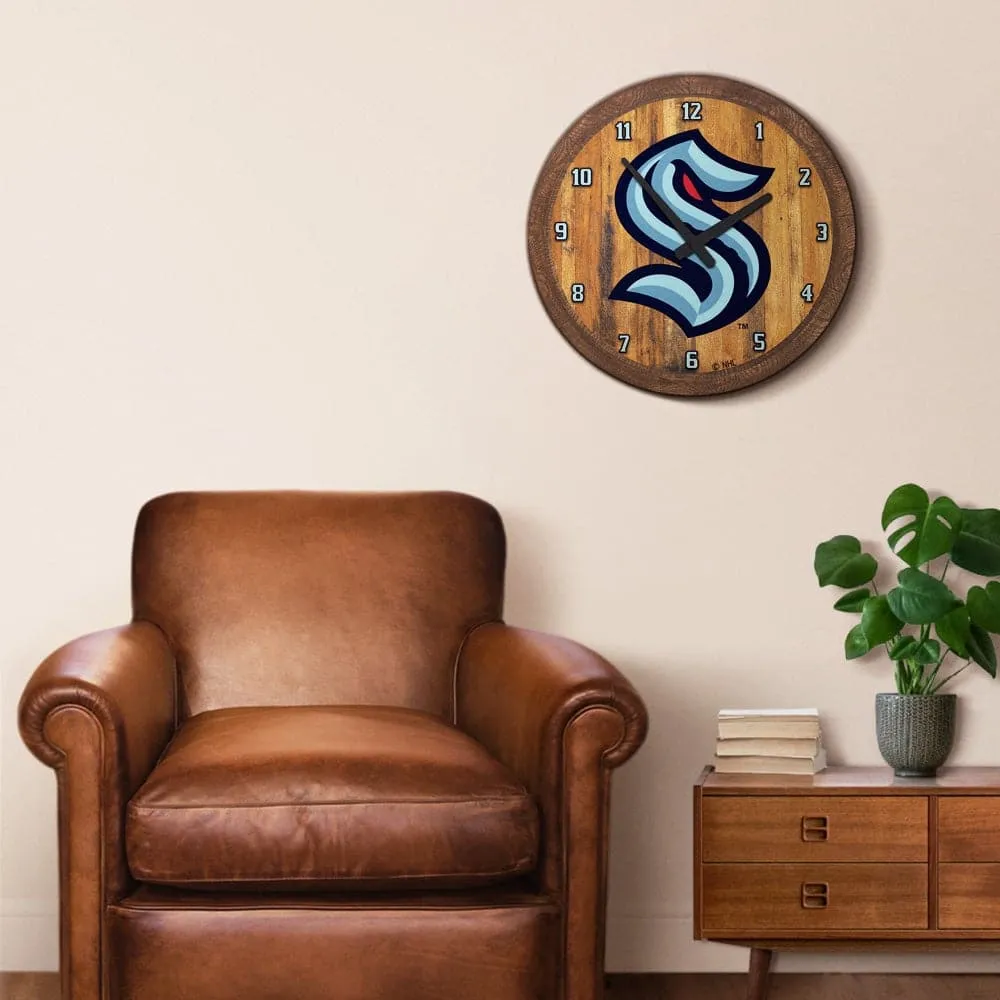 Seattle Kraken: "Faux" Barrel Top Wall Clock