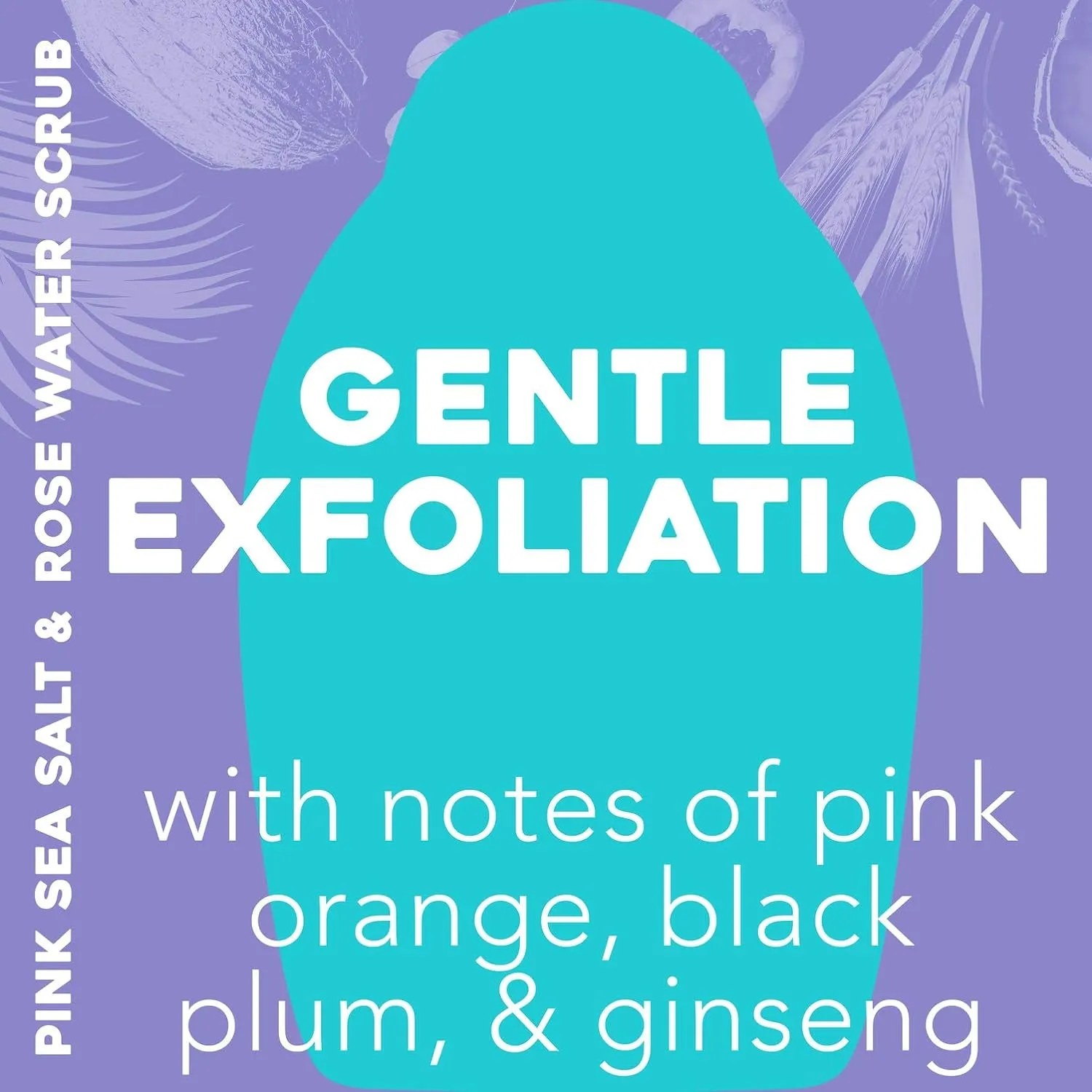 Sensitive   Pink Sea Salt & Rosewater Sulfate-Free Soothing Body Scrub with Healing Rose Quartz, Gentle Exfoliating Daily Body Wash to Soften & Smooth Skin, 19.5 Fl Oz