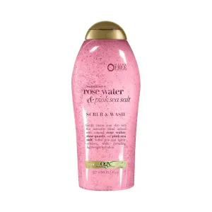 Sensitive   Pink Sea Salt & Rosewater Sulfate-Free Soothing Body Scrub with Healing Rose Quartz, Gentle Exfoliating Daily Body Wash to Soften & Smooth Skin, 19.5 Fl Oz
