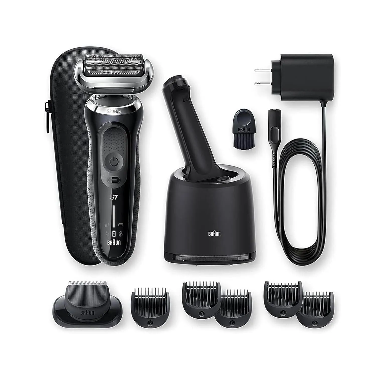 Series 7 7075Cc Electric Razor for Men with Smartcare Center, Beard Trimmer, Wet & Dry, Rechargeable, Cordless Foil Shaver, Black
