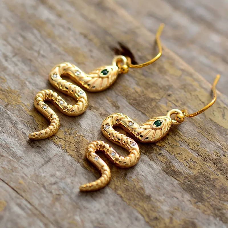 Serpent Studded Dangle Earrings