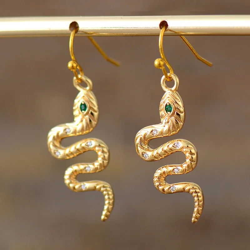 Serpent Studded Dangle Earrings