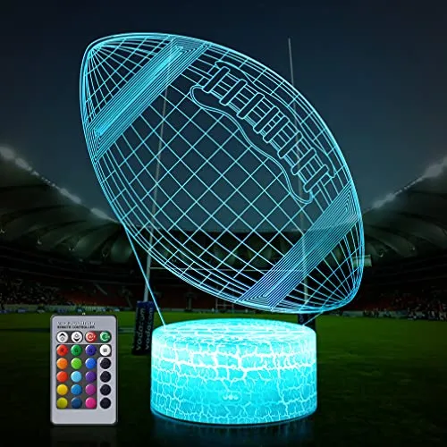 Seven Lady Football 3D Lamp Night Light with Remote & Touch Control,Multiple Colour & Flashing Modes and Brightness Adjusted,USB & Batteries Powered,Best Gifts for Sport Lovers Boys Girls Kids
