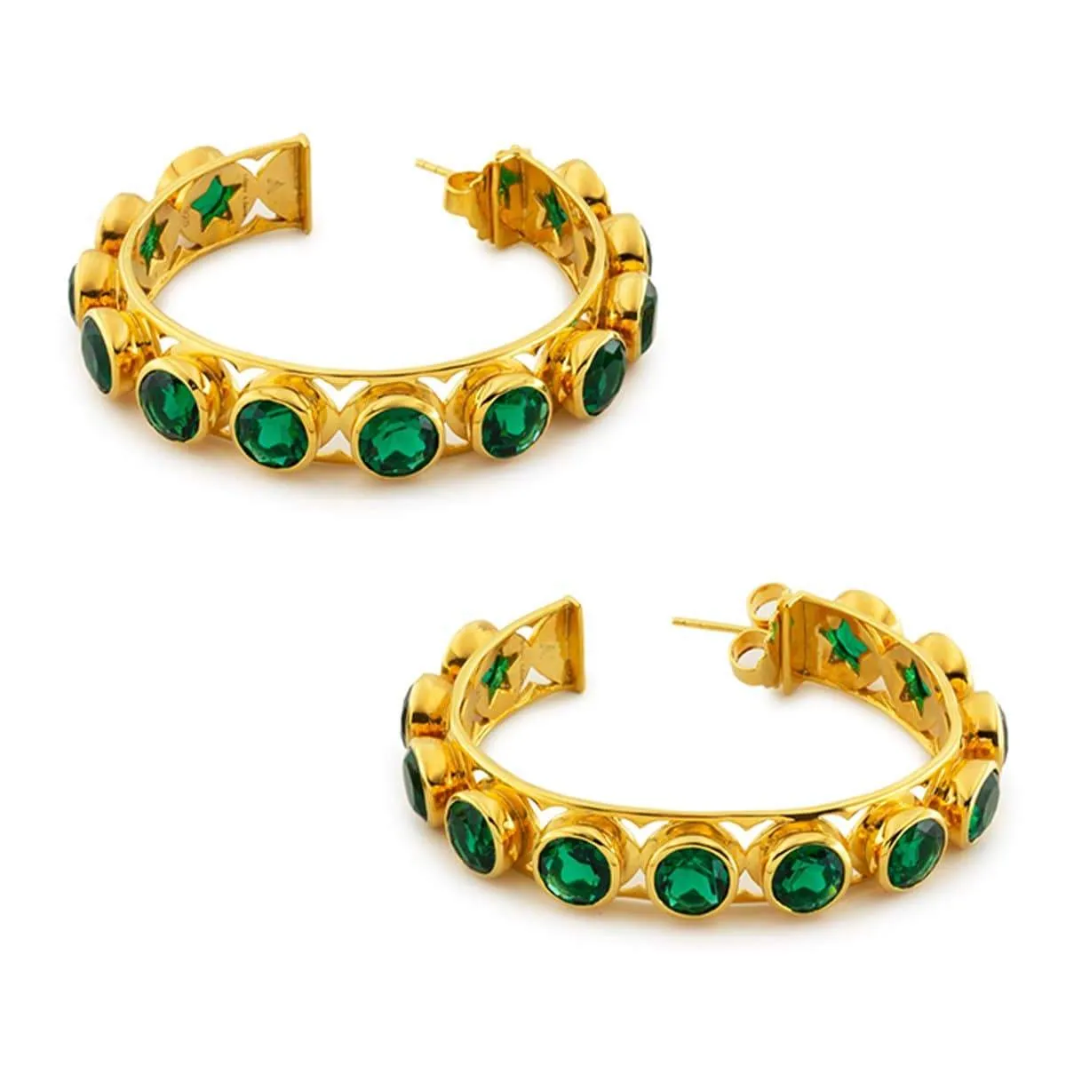 Shari Hoop Earrings in Gold Vermeil with Green Quartz