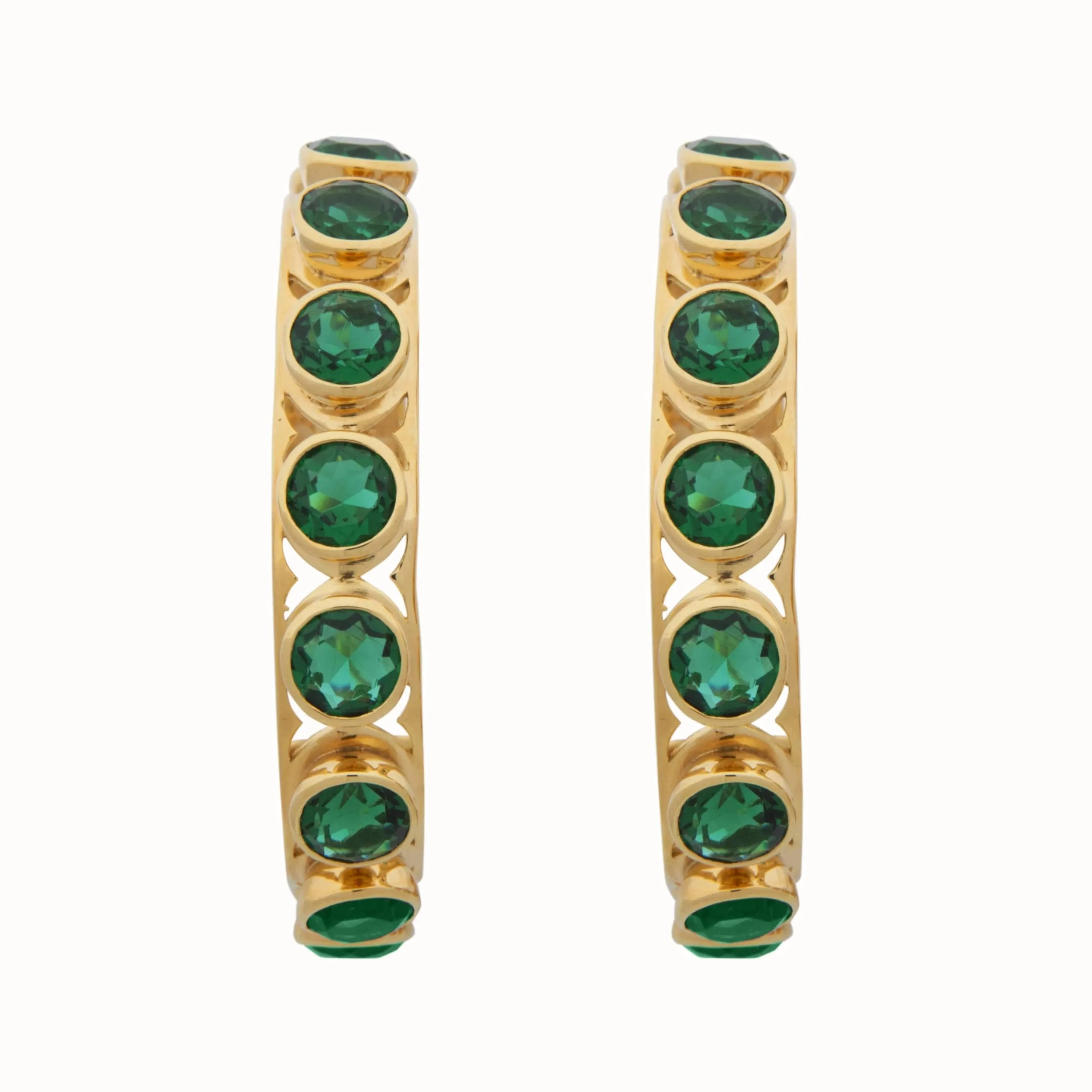 Shari Hoop Earrings in Gold Vermeil with Green Quartz