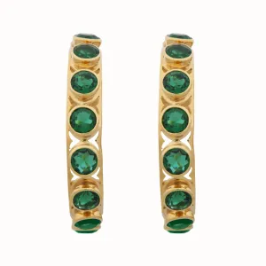 Shari Hoop Earrings in Gold Vermeil with Green Quartz