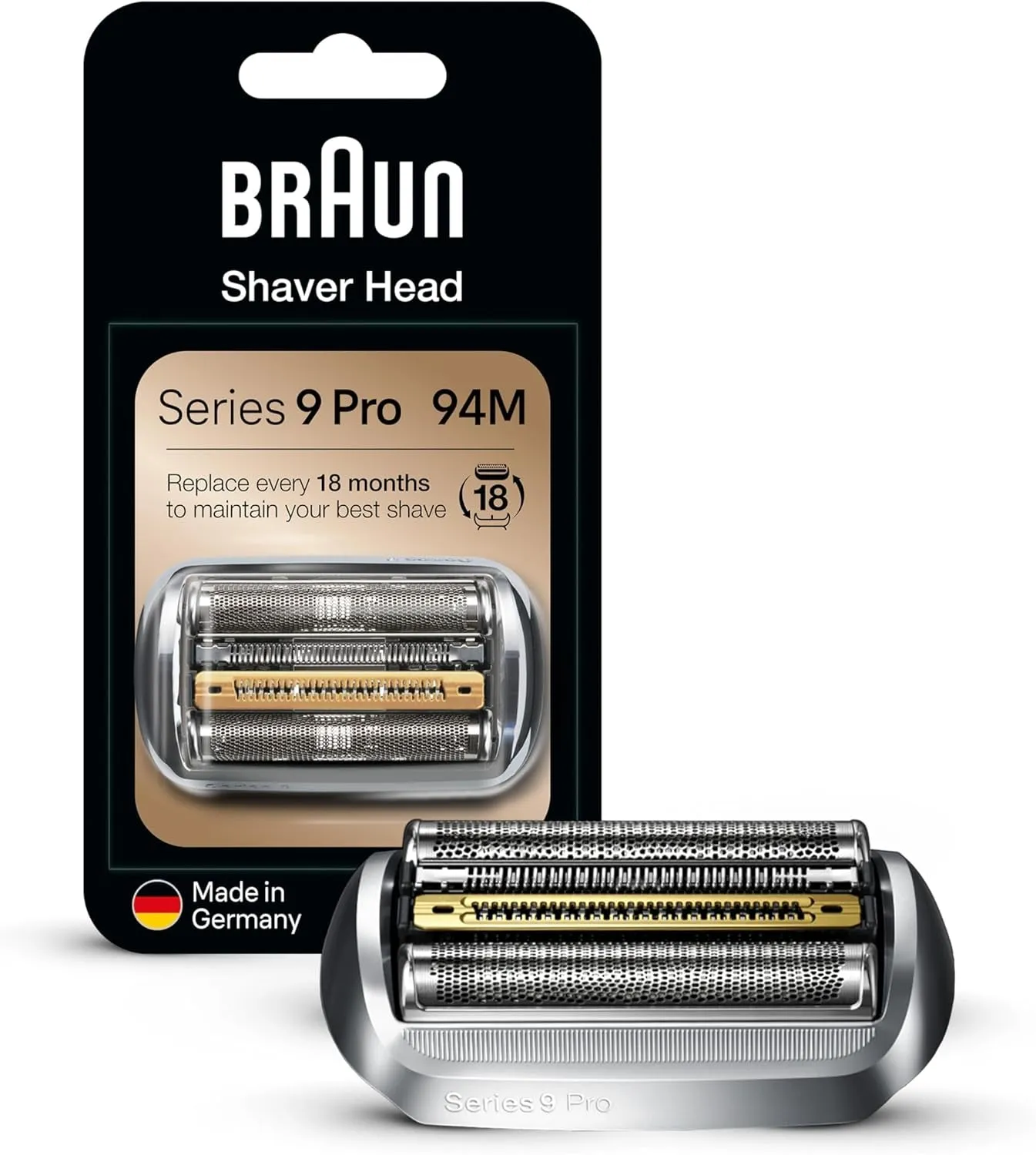 Shaver Head Replacement Part 94M Silver, Compatible with Series 9 Pro and Series 9 Electric Razors for Men